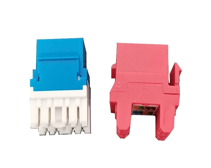 KS Jack CAT 6 UTP azul/rojo 180°